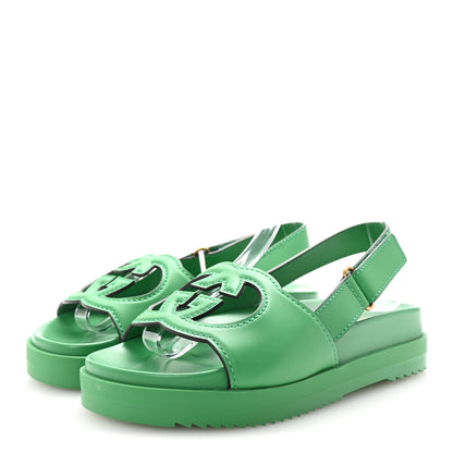 Gucci Cosmos Softy Calfskin Interlocking G Slingback Sandals 36.5 New Shamarock 4 of 9