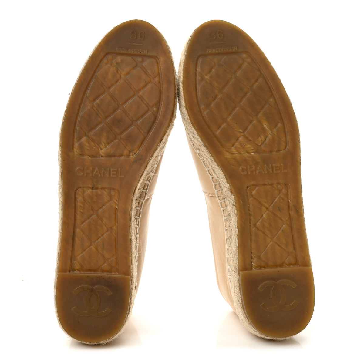 Chanel Lambskin CC Espadrilles 36 Beige Black 6 of 11