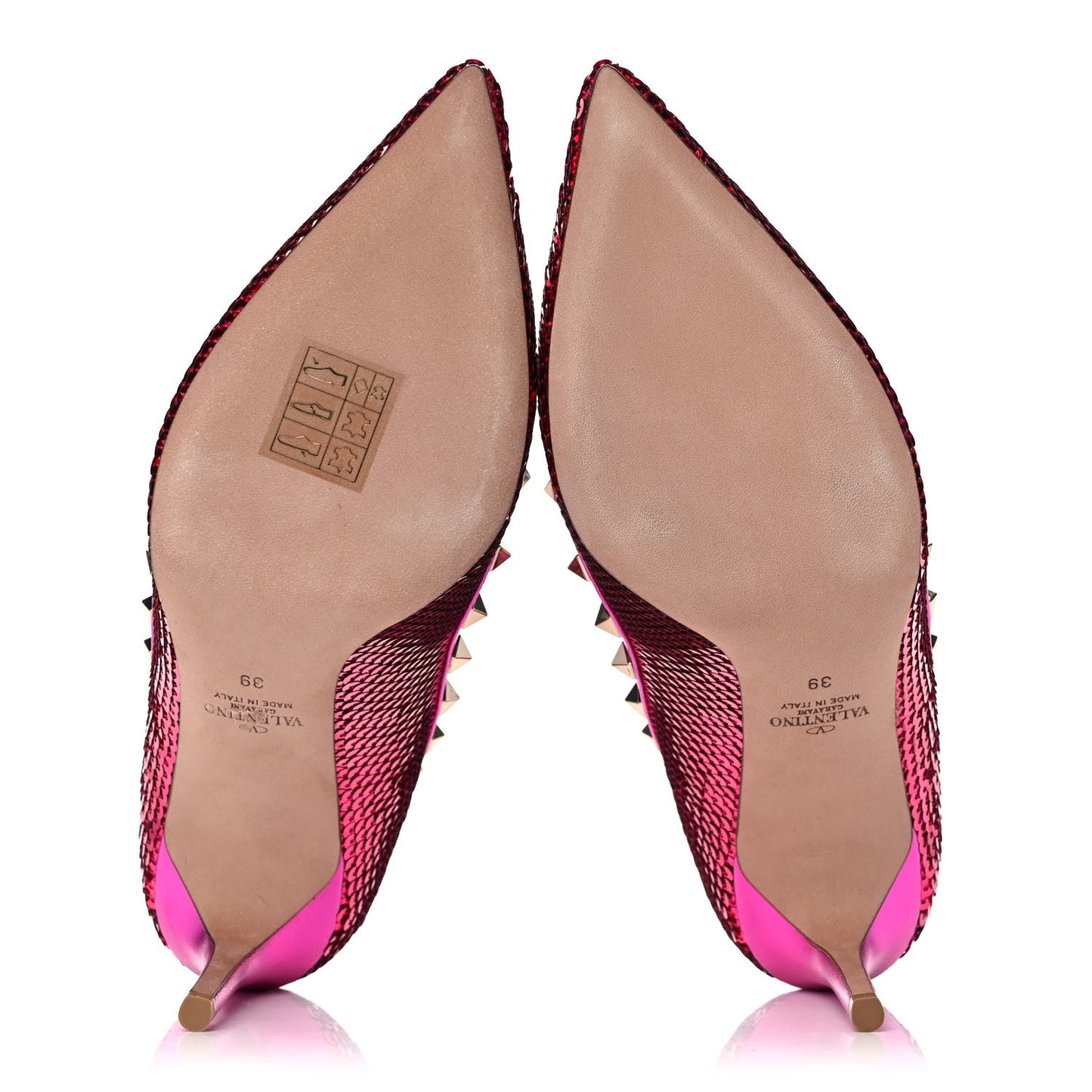 Metallic Nappa Sequin Liquid Metal Rockstud 85mm Pumps 39 Pink Orchid