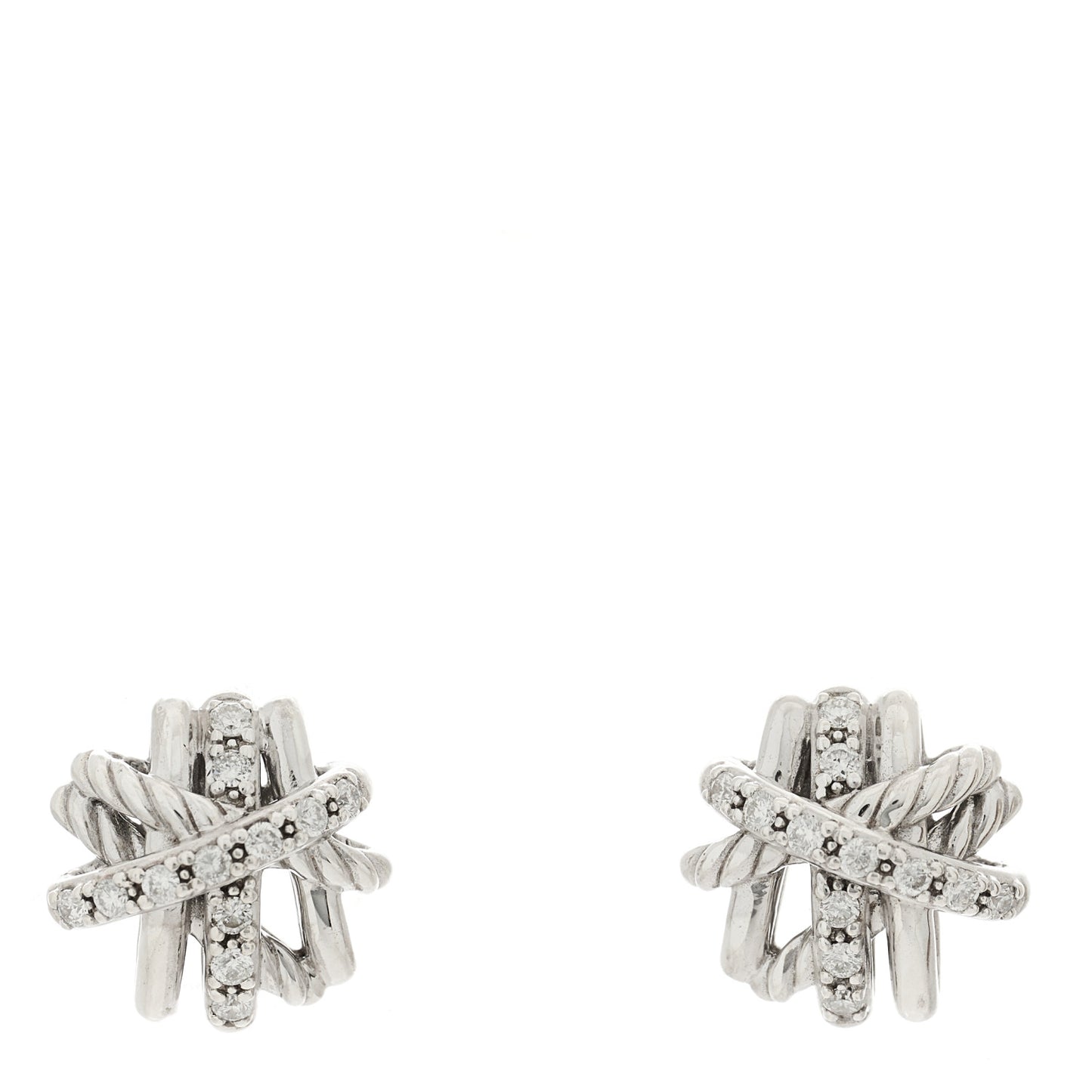 Sterling Silver Diamond 11mm Crossover Earrings