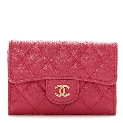 Chanel Caviar Quilted Flap Card Holder Wallet Dark Pink 1 of 19