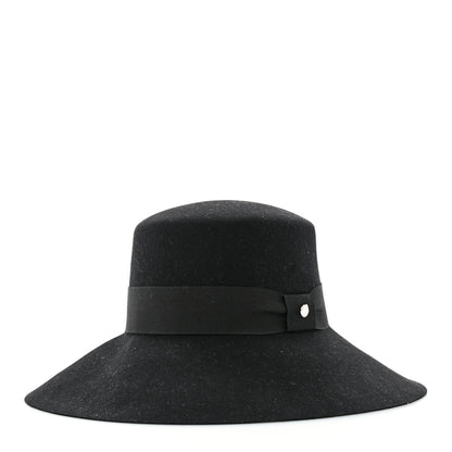 Hermes Rabbit Felt Farrah Clou de Selle Hat 56 Black 1 of 8
