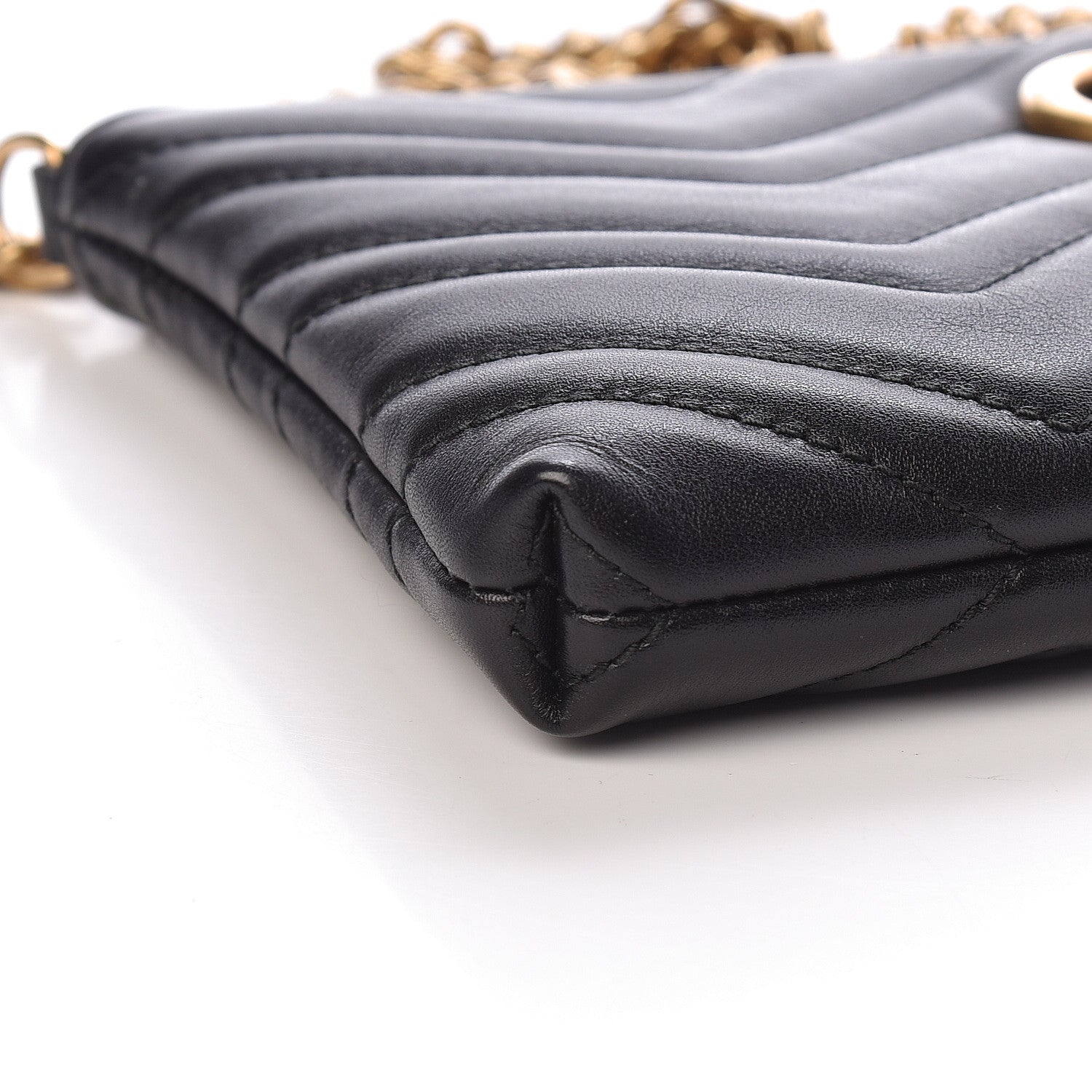 Gucci Calfskin Matelasse Mini GG Marmont Chain Bag Black 9 of 11