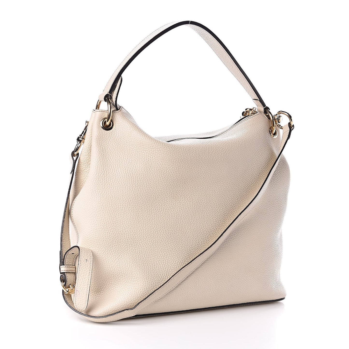 Pebbled Calfskin Large Soho Hobo Off White