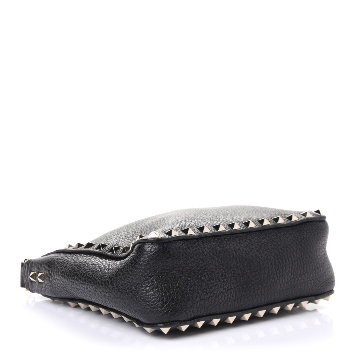 Pebbled Calfskin Mini Rockstud Flip-Lock Messenger Bag Black