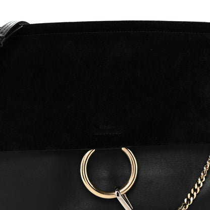 Chloe Suede Calfskin Medium Faye Shoulder Bag Black 7 of 9