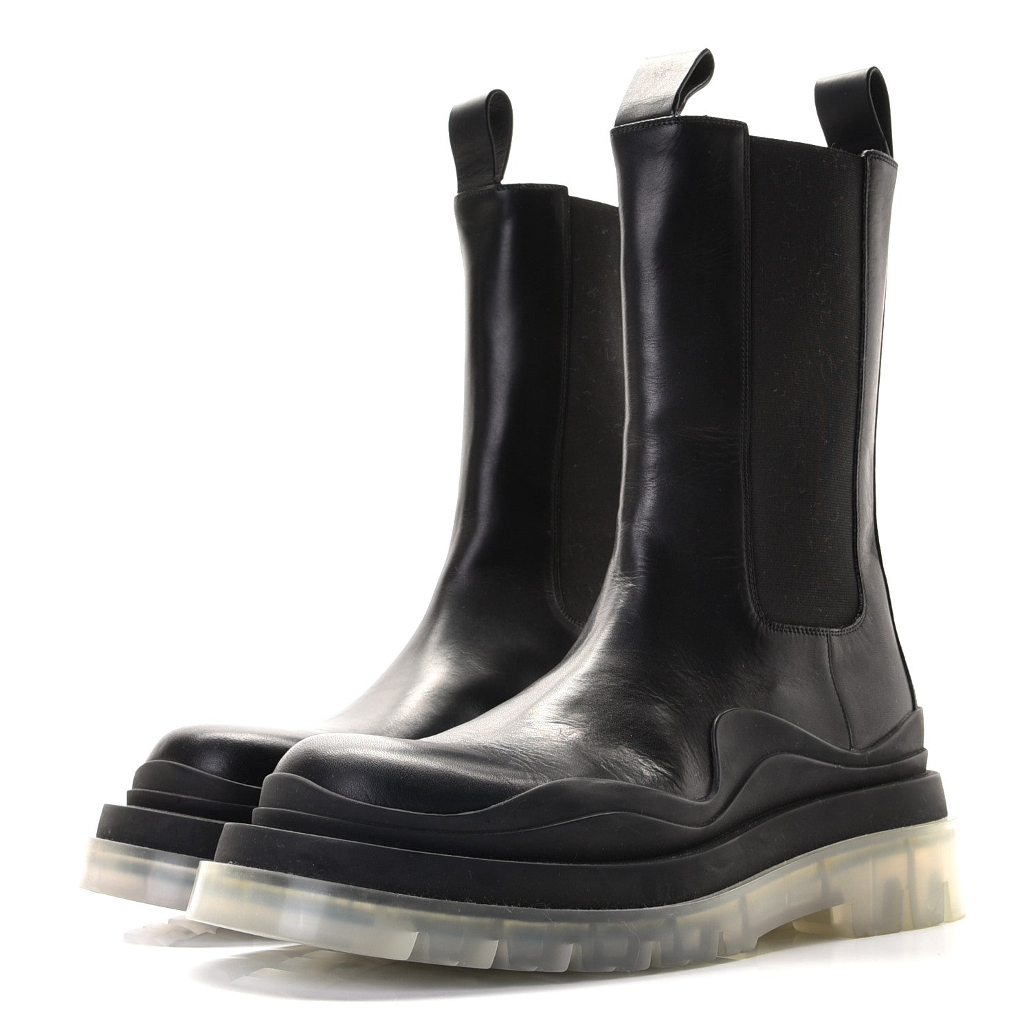 Bottega Veneta Calfskin The Tire Chelsea Boots 40 Black Transparent 2 of 10