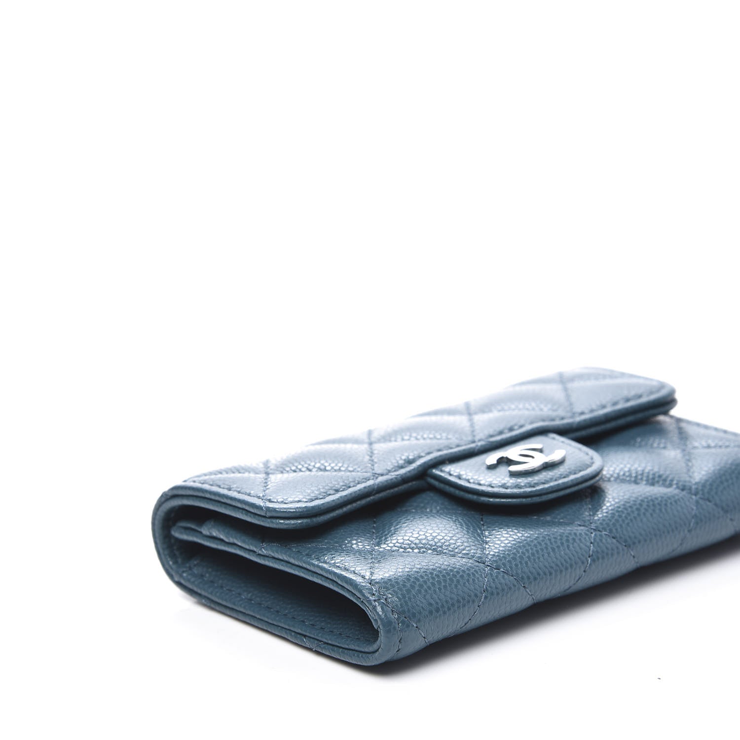 Chanel Caviar Quilted Flap Card Holder Wallet Dark Turquoise 5 of 10