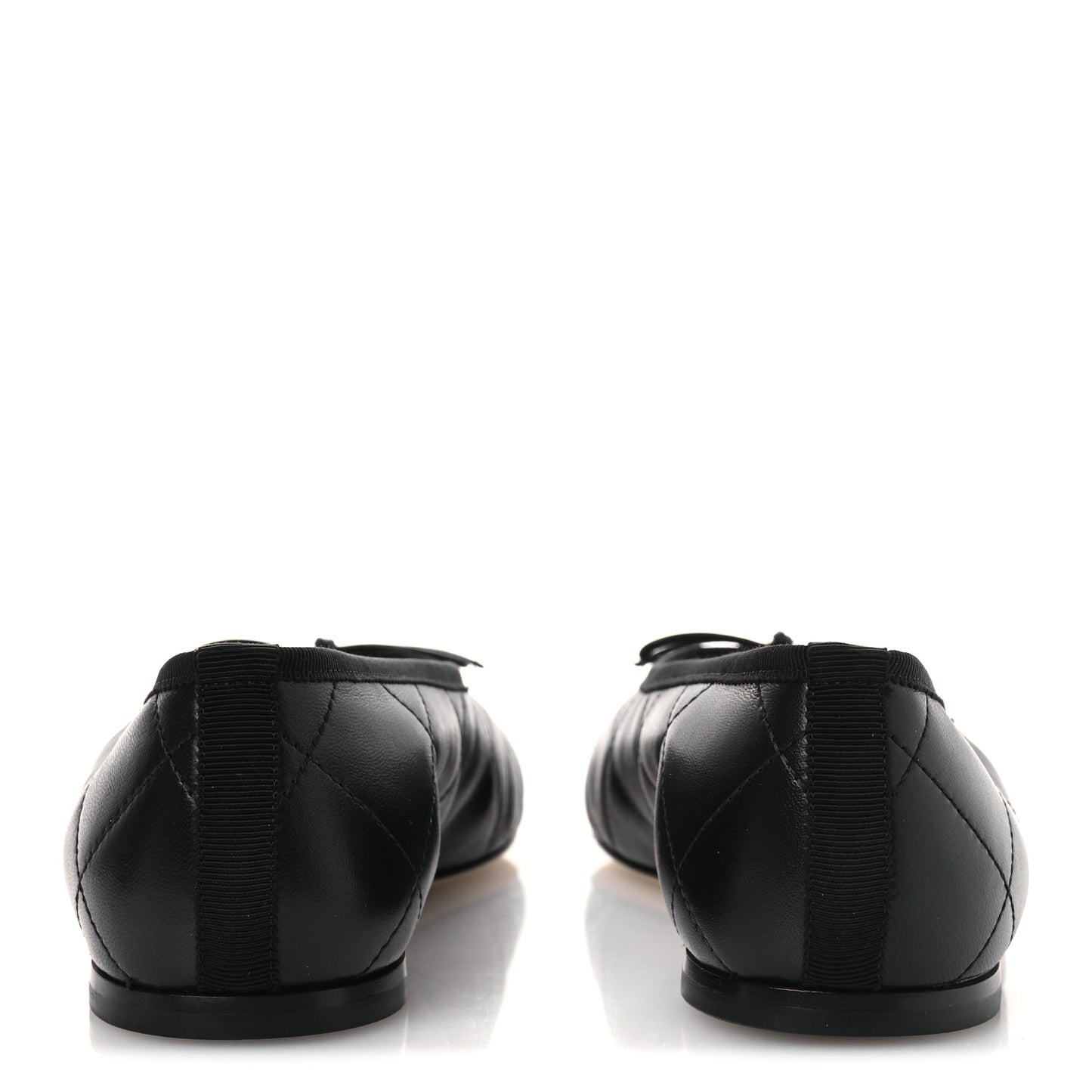 Lambskin Quilted CC Cambon Ballet Flats 41 Black White