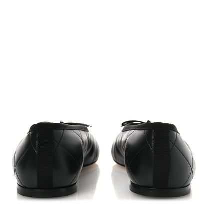 Chanel Lambskin Quilted CC Cambon Ballet Flats 41 Black White 6 of 11