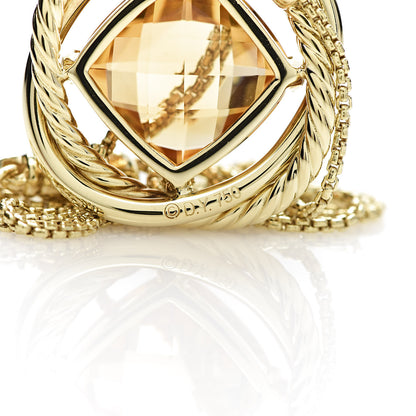 David Yurman 18K Yellow Gold Citrine 11mm Infinity Pendant Necklace 5 of 5