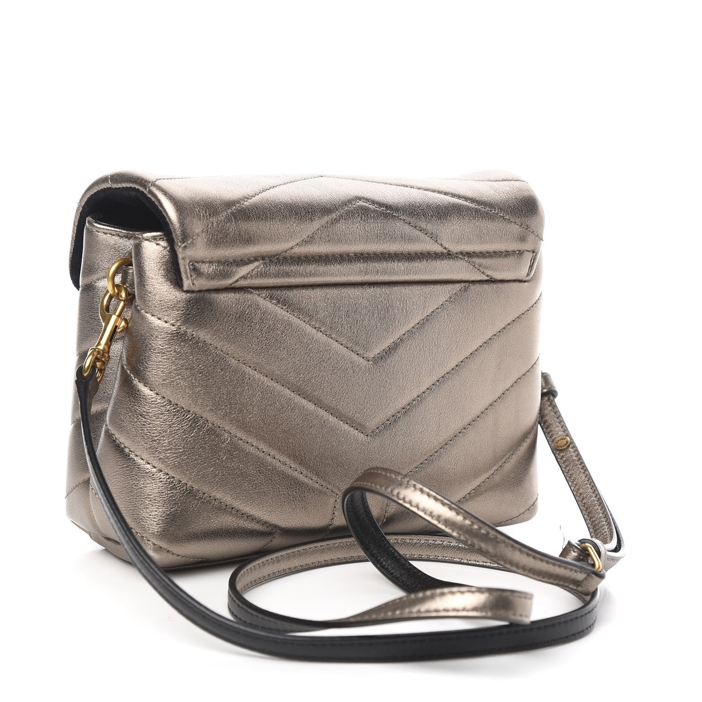 Metallic Calfskin Y Quilted Monogram Toy Loulou Crossbody Bag Piombo