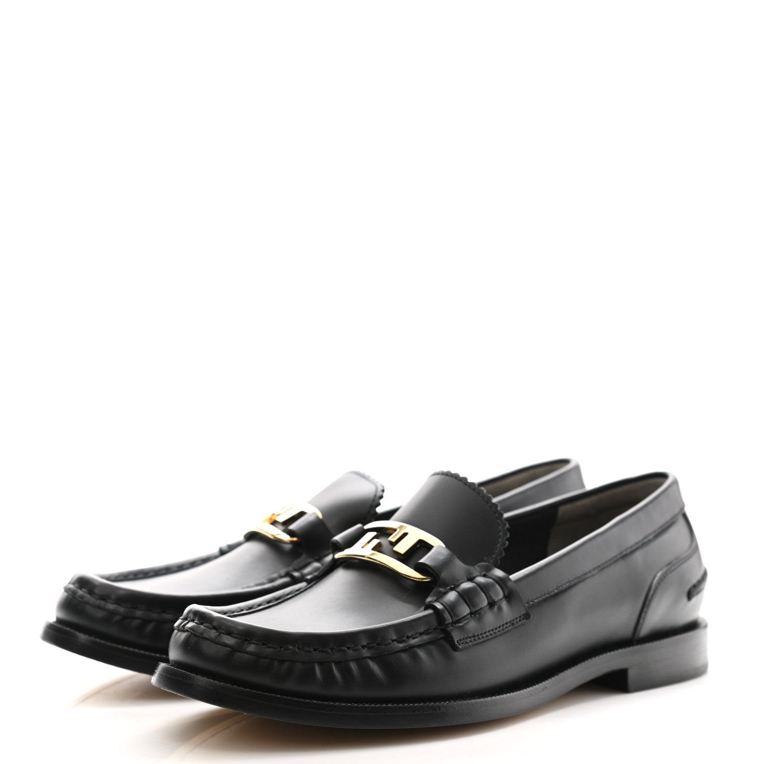 Fendi Vitello Womens O'Lock Loafers 36.5 Black 3 of 7