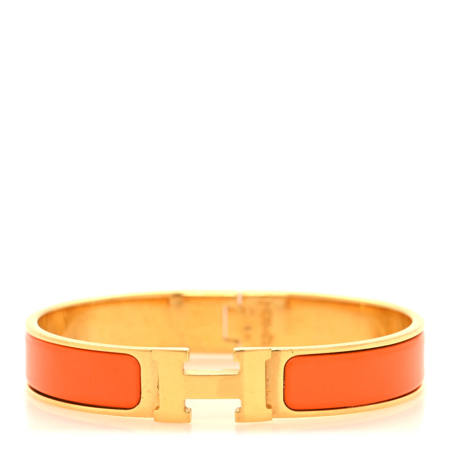 Hermes Enamel Narrow Clic Clac H Bracelet GM Orange 1 of 6