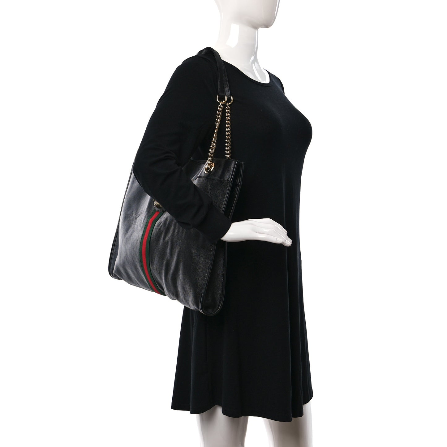 Calfskin Large Rajah Chain Tote Black