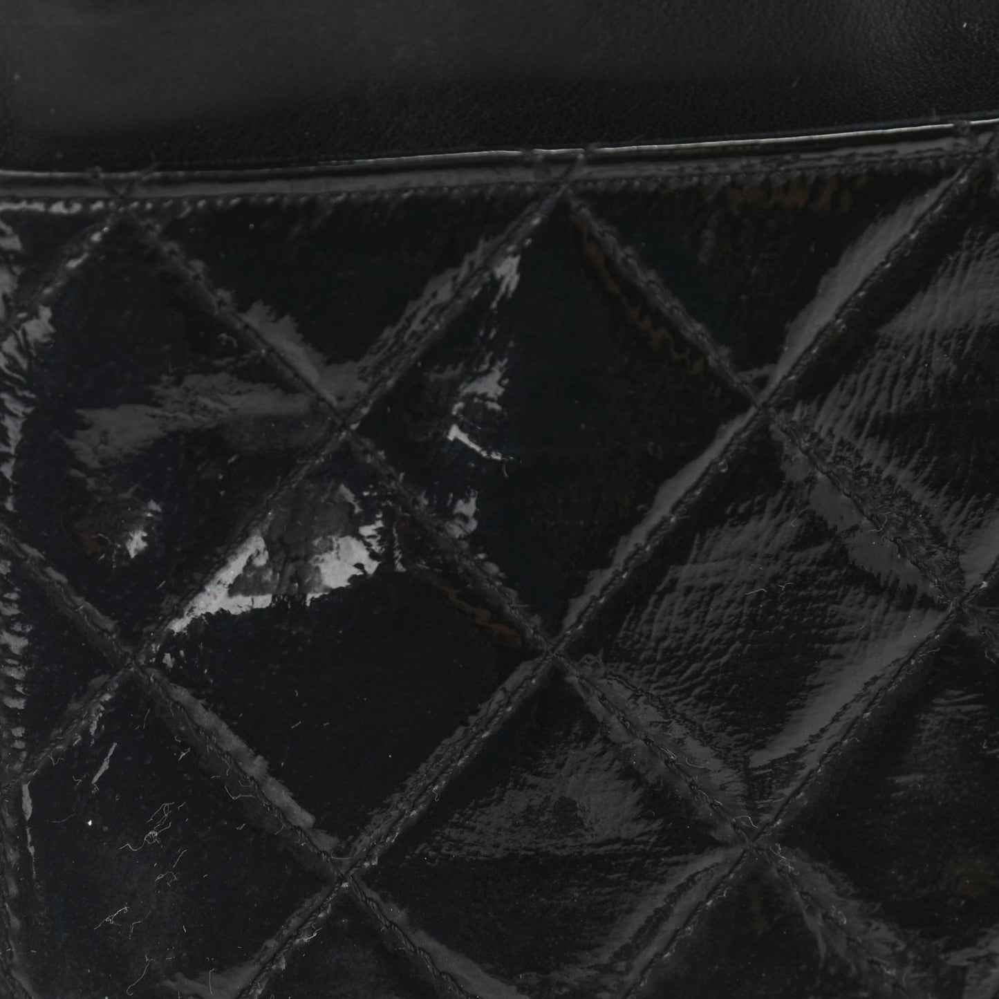 Distressed Patent Calfskin Quilted Reissue Wallet On Chain WOC Black