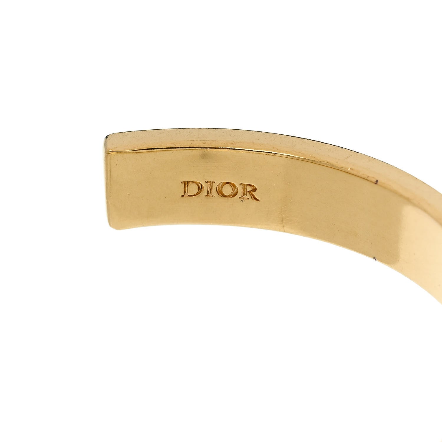 Christian Dior Metal Enamel Code Bangle Bracelet Light Green Gold 4 of 4