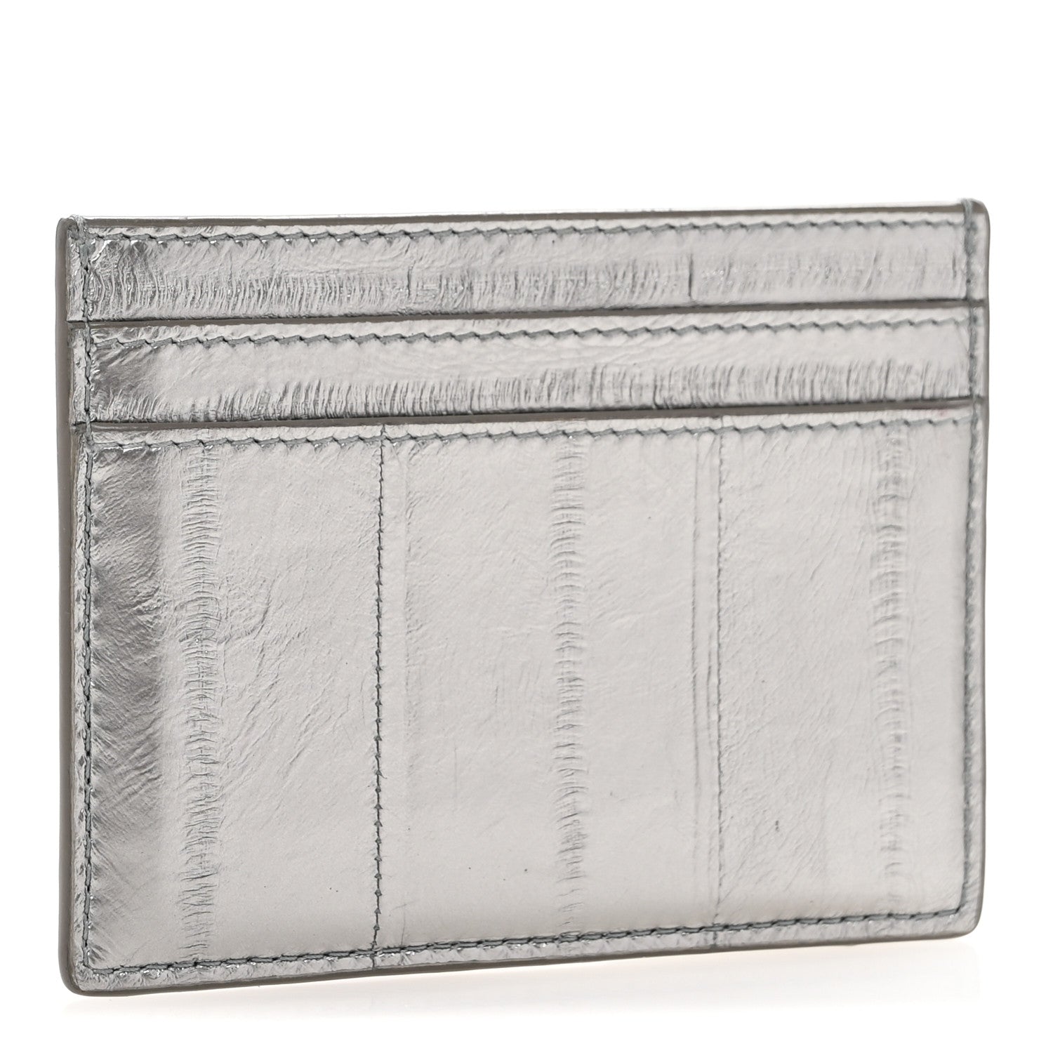 Saint Laurent Metallic Eel Credit Card Case Silver 3 of 9