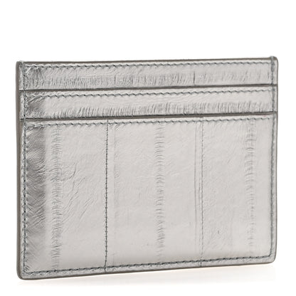 Saint Laurent Metallic Eel Credit Card Case Silver 3 of 9