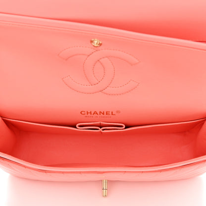 Chanel Lambskin Chevron Quilted Medium Double Flap Coral 5 of 10