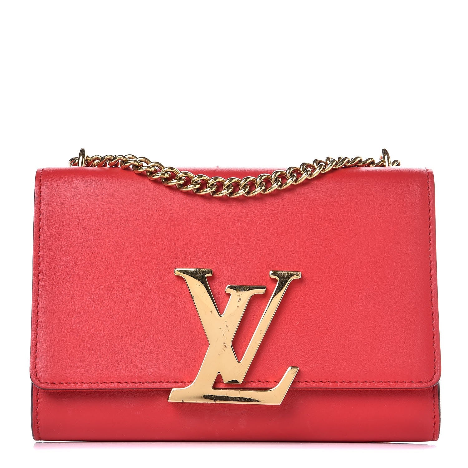 Louis Vuitton Calfskin Chain Louise MM Red 1 of 9
