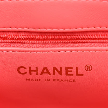 Chanel Shiny Aged Calfskin Quilted Nano Kelly Shopper Coral Pink 6 of 11