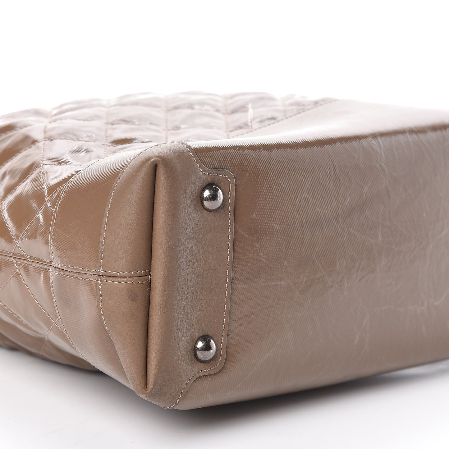 Coated Canvas Quilted Tote Taupe