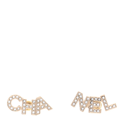 Chanel Crystal Pearl Signature Stud Earrings Gold 1 of 5