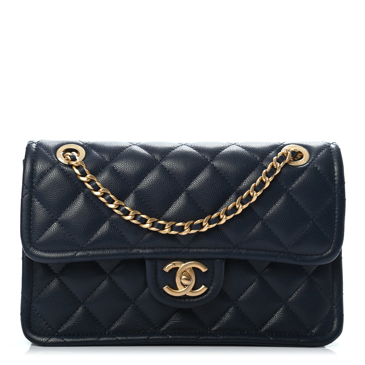 Caviar Quilted Medium Sweet Classic Flap Navy Blue