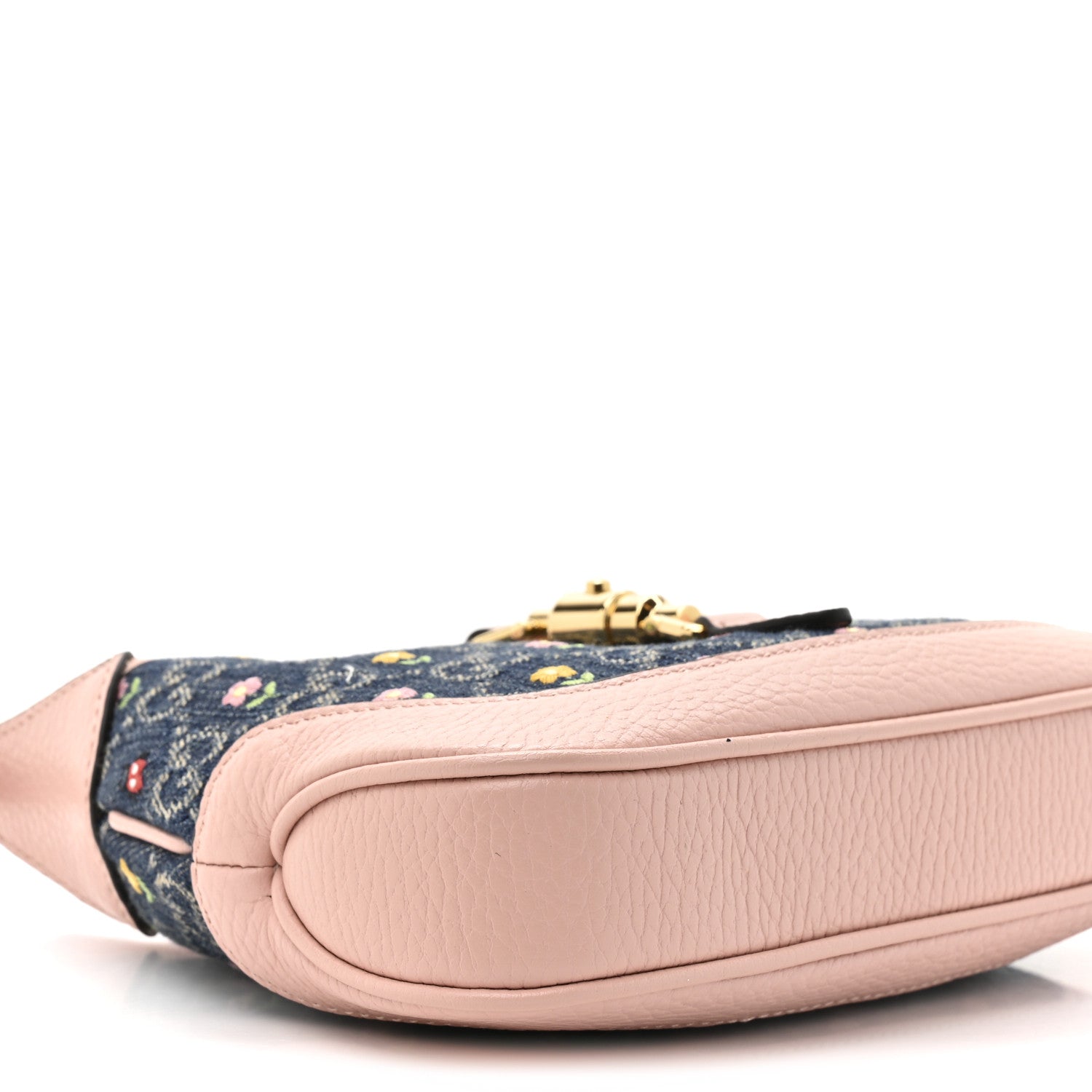 Gucci New Denim GG Monogram Calfskin Love Parade Mini Jackie 1961 Hobo Light Pink 10 of 10