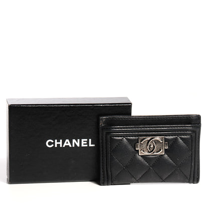 Chanel Lambskin Boy Card Holder Black 5 of 9