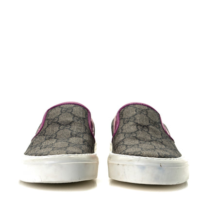 Gucci GG Supreme Monogram Womens Slip On Sneakers 35 Beige Ebony New Rosette Carmine Rose Sun Orange 3 of 7