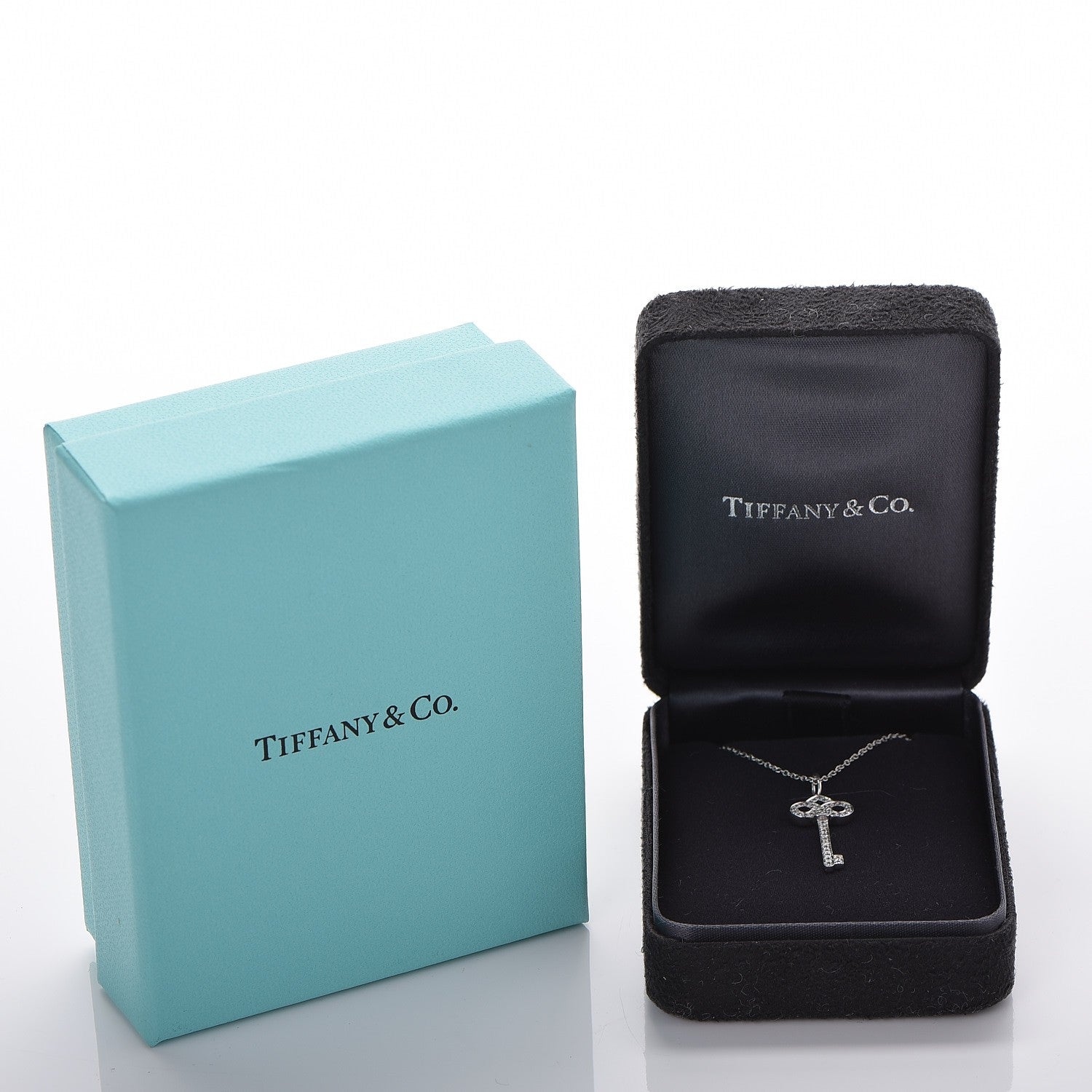 Tiffany Platinum Diamond .12ct Fleur De Lis Key Pendant Necklace 9 of 9