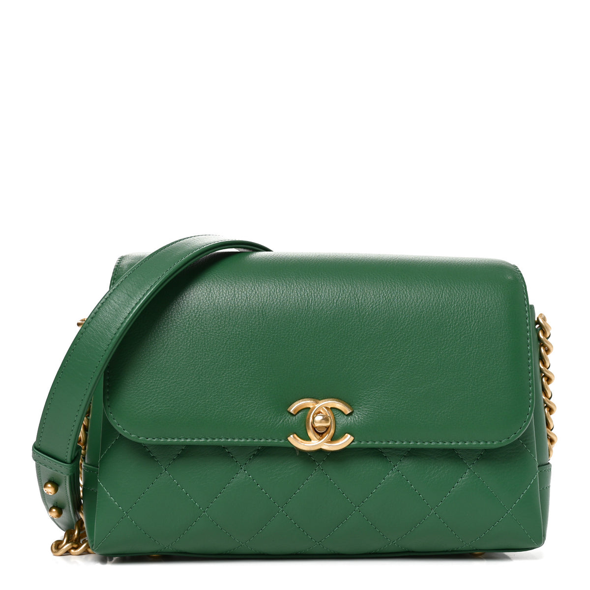 Chanel Calfskin Quilted Flap Green 1 of 11