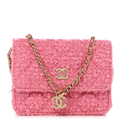 Chanel Tweed Quilted Flap Chain Waist Bag Pink 1 of 9