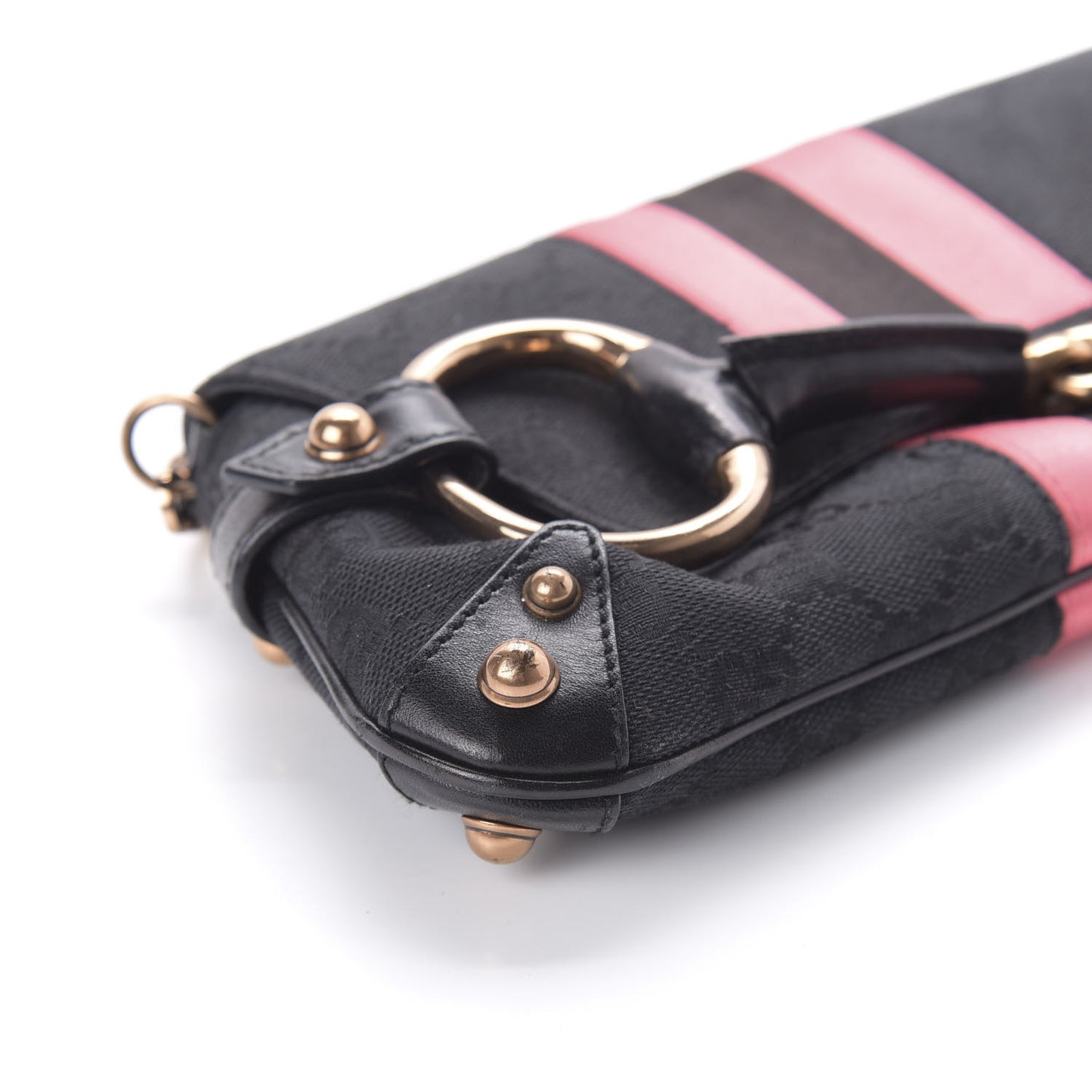 Monogram Horsebit Web Clutch Black