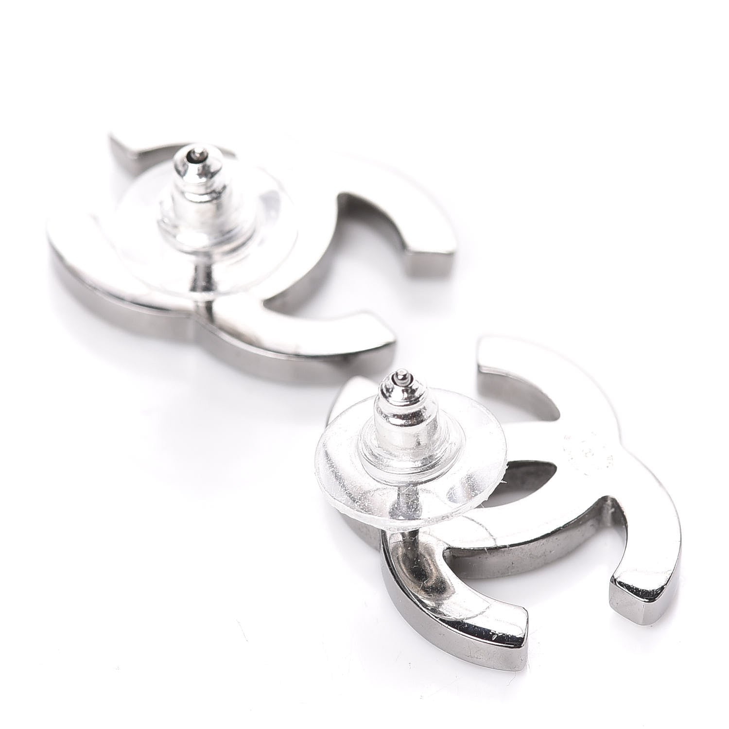 Chanel Iridescent Crystal CC Earrings Silver Multicolor 3 of 4