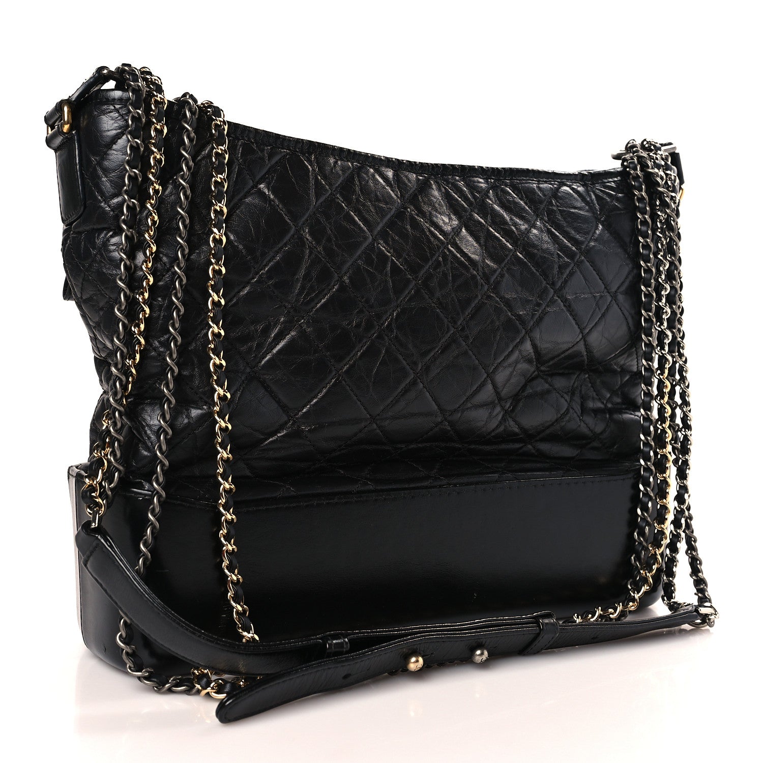 Chanel Aged Calfskin Quilted Large Gabrielle Hobo Black 3 of 9