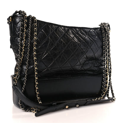 Chanel Aged Calfskin Quilted Large Gabrielle Hobo Black 3 of 9