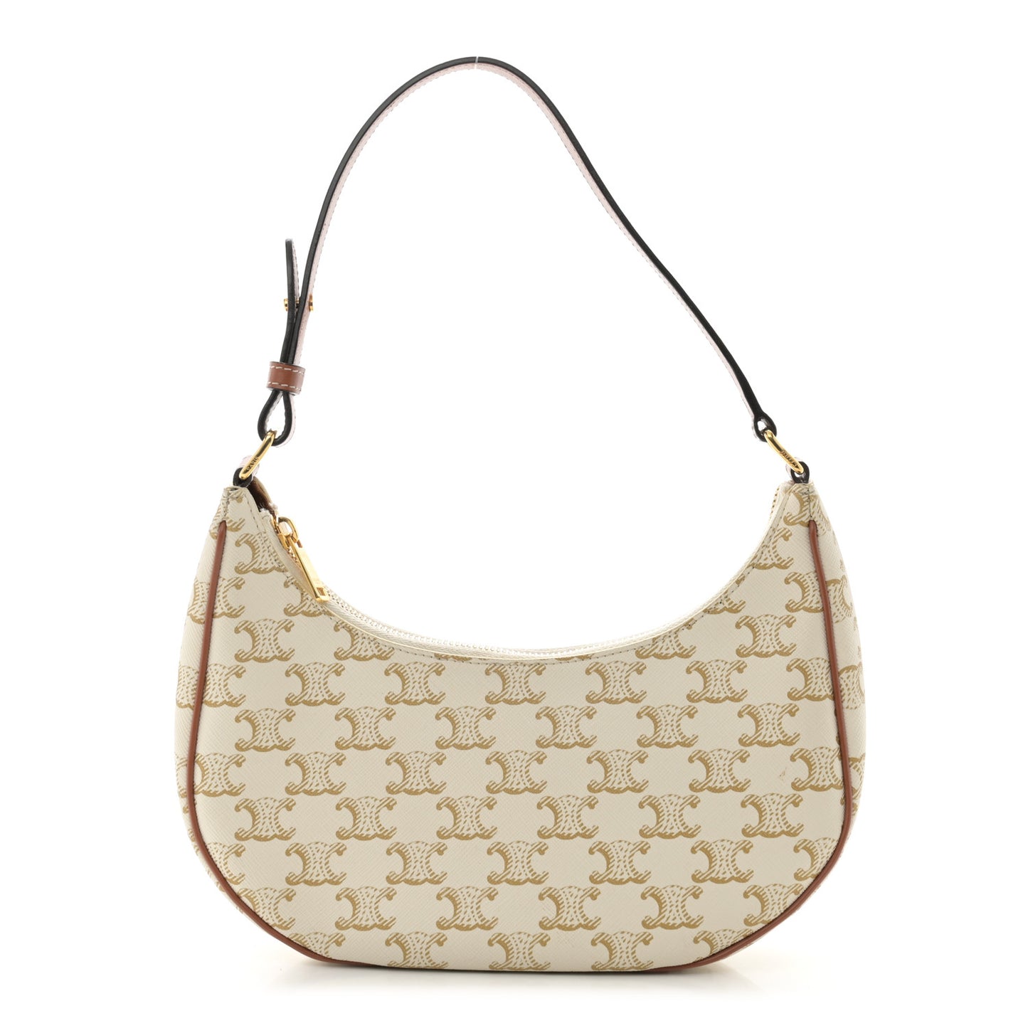 Canvas Calfskin Ava Triomphe Shoulder Bag White