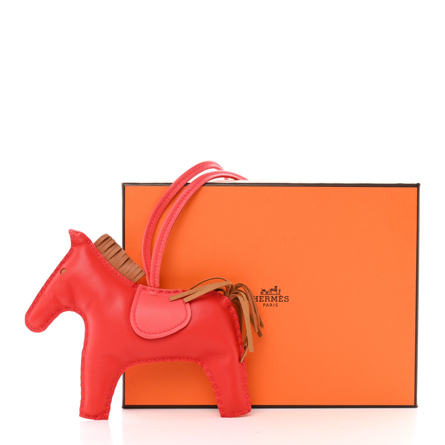 Milo Lambskin Grigri Rodeo Horse Bag Charm GM Rouge Indien Gold Bougainvillea