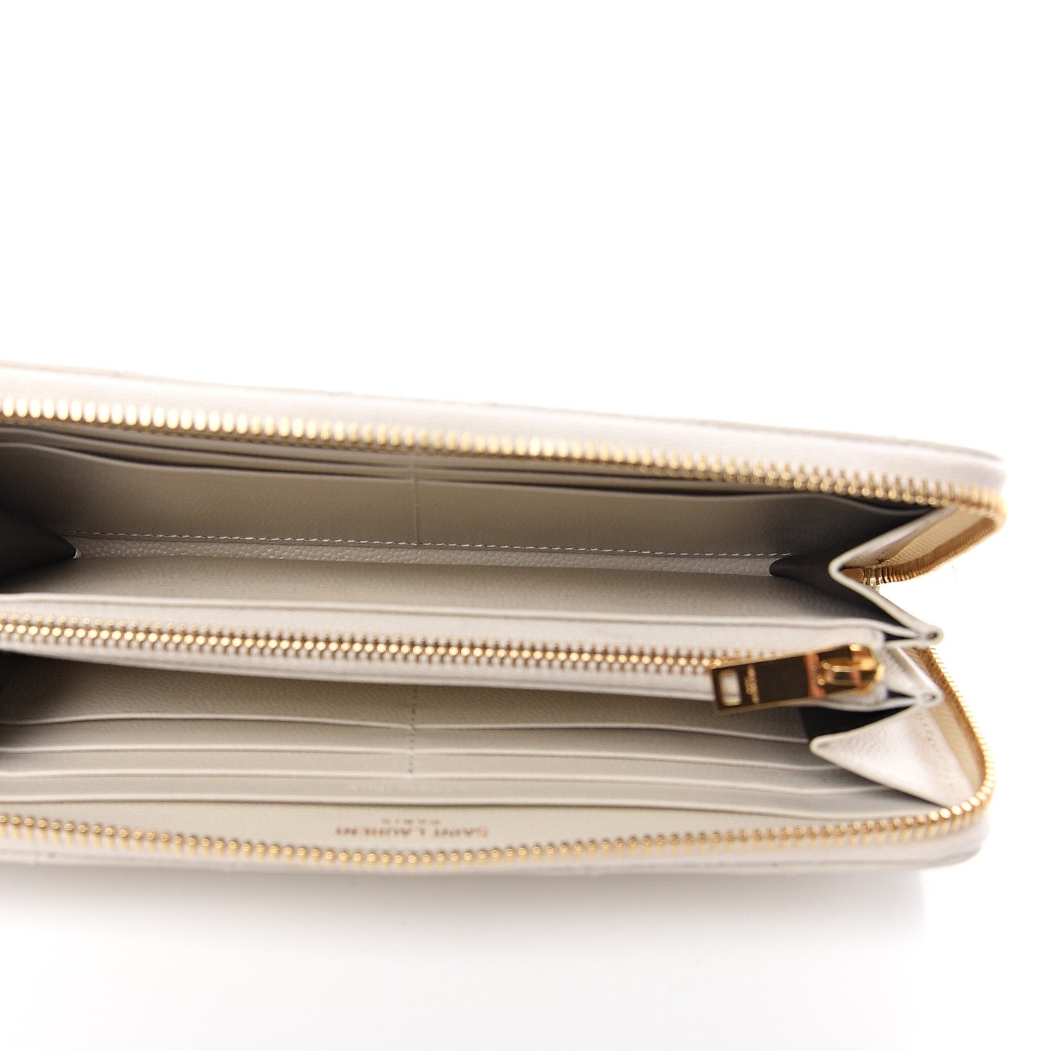 Saint Laurent Grain De Poudre Matelasse Chevron Monogram Zip Around Wallet Porcellana 4 of 7
