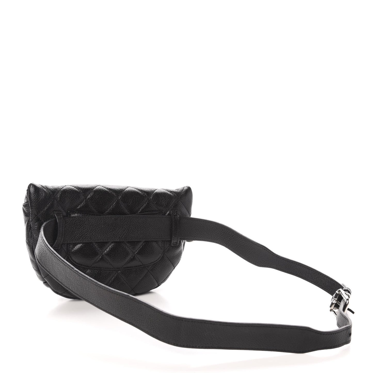 Grained Calfskin Quilted Waist Belt Bag Black