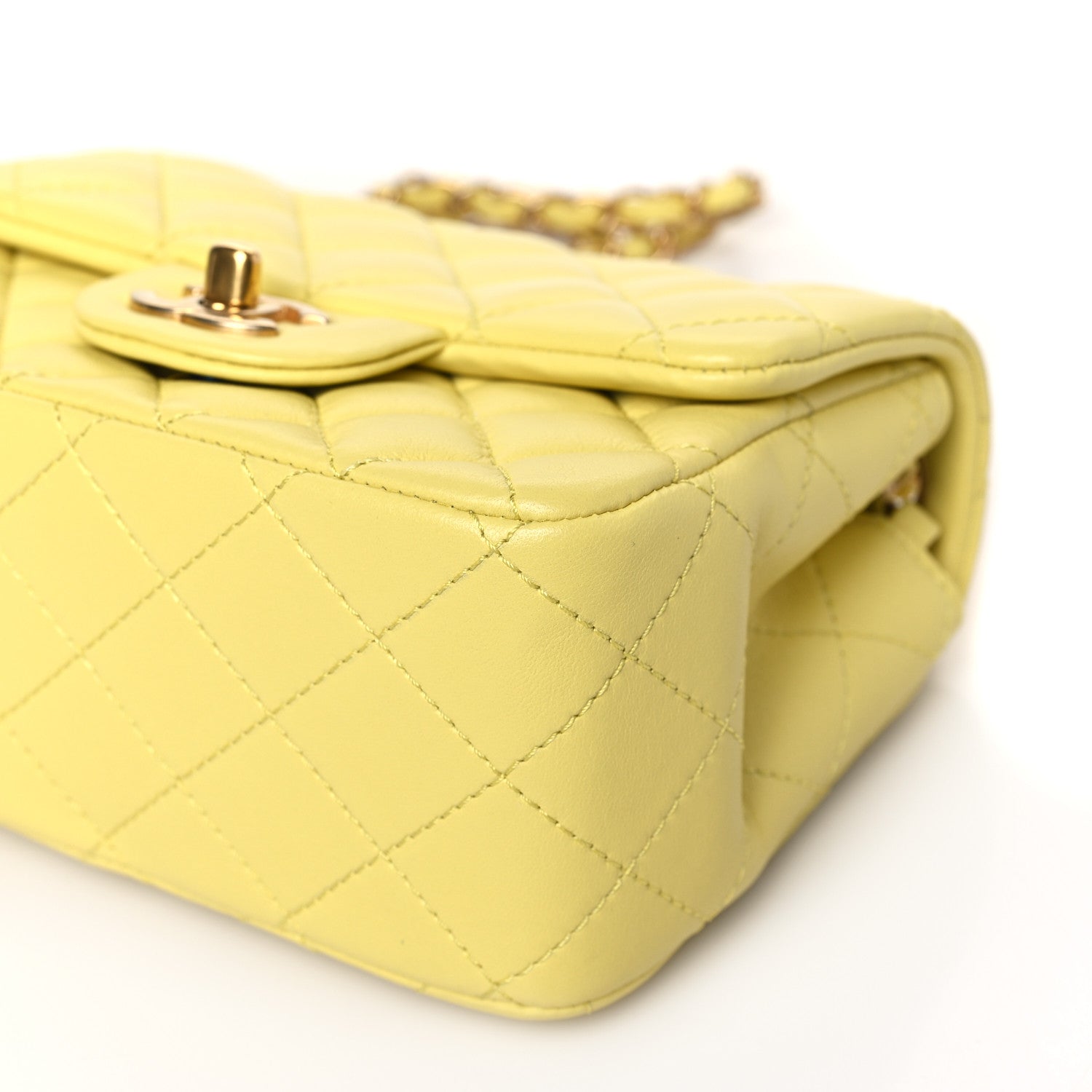 Chanel Lambskin Quilted Mini Square Flap Yellow 8 of 9