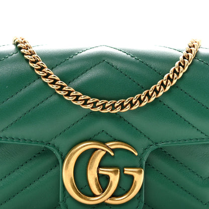 Gucci Calfskin Matelasse Super Mini GG Marmont Shoulder Bag Emerald Green 8 of 11