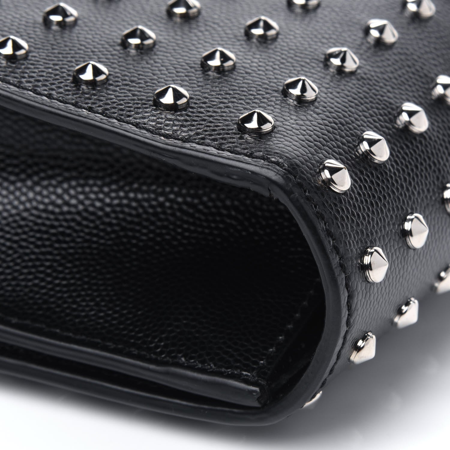 Saint Laurent Grain De Poudre Classic Monogram Studded Clutch Black 16 of 18