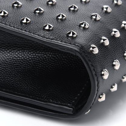 Saint Laurent Grain De Poudre Classic Monogram Studded Clutch Black 16 of 18