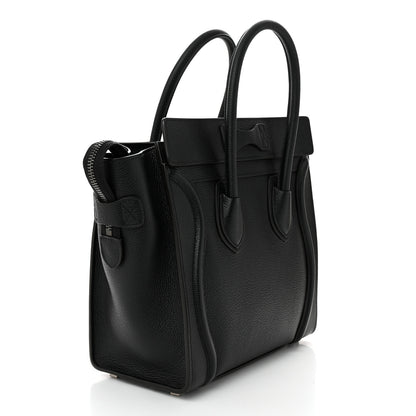 Celine Drummed Calfskin Micro Luggage Black 3 of 10