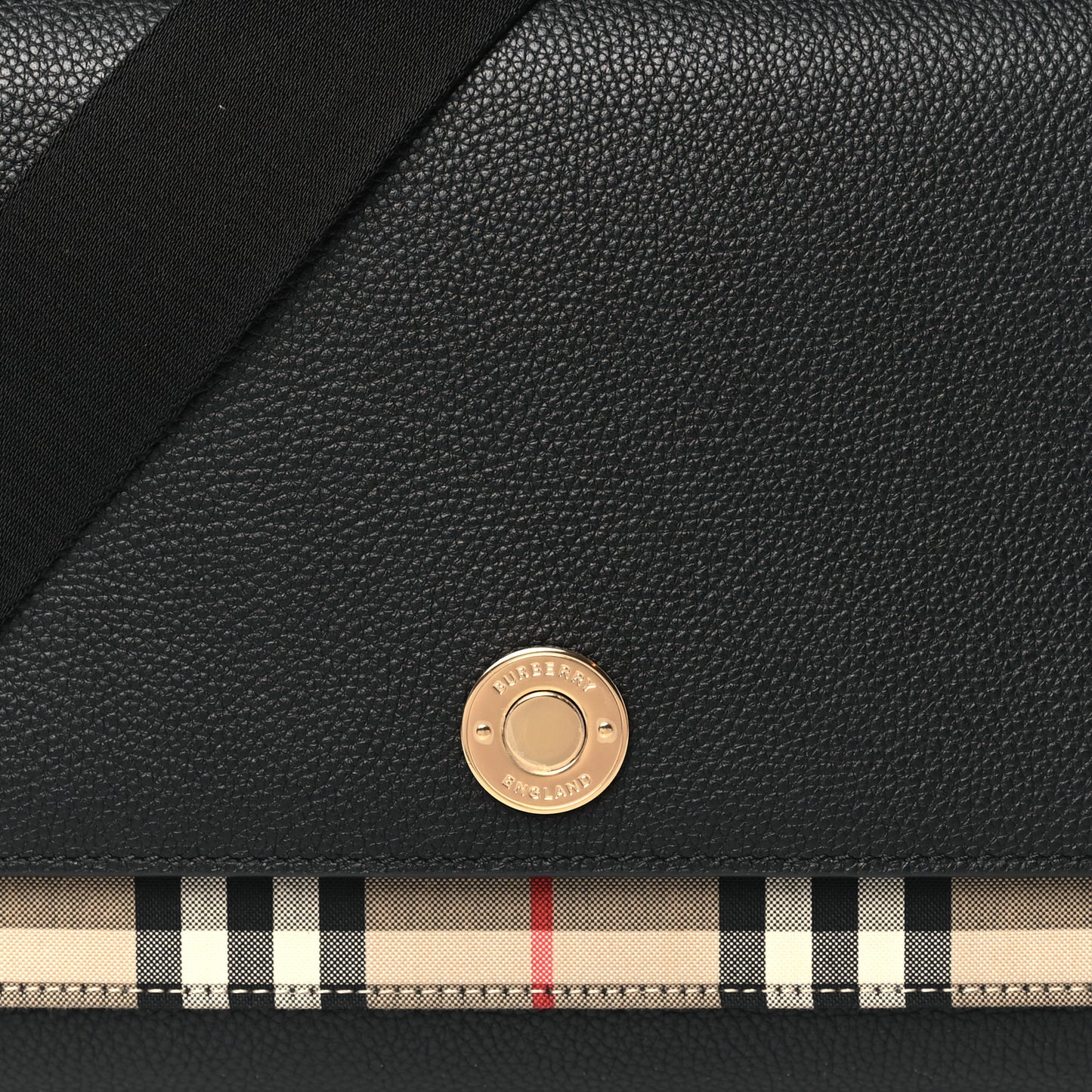 Coated Canvas Calfskin Vintage Check Medium Note Crossbody Bag Black