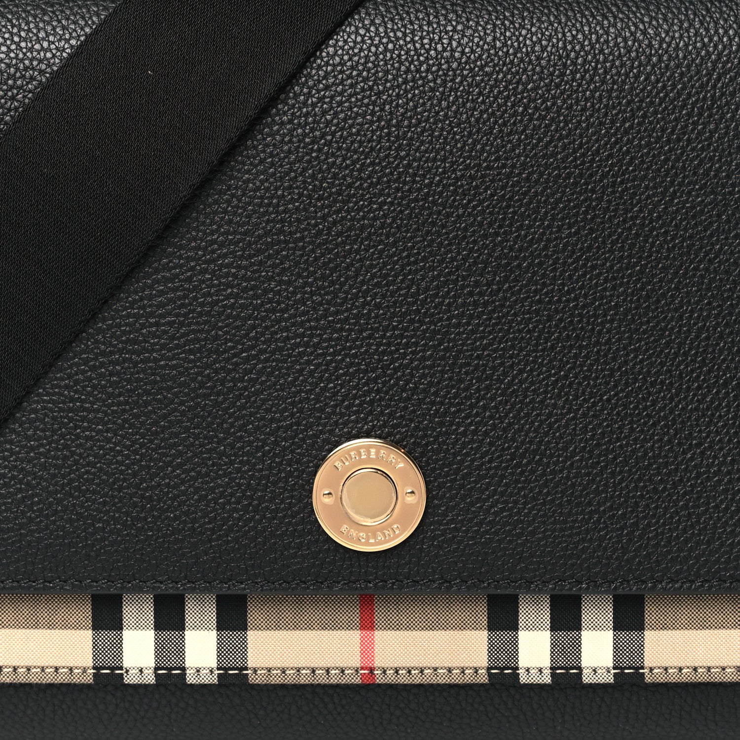 Burberry Coated Canvas Calfskin Vintage Check Medium Note Crossbody Bag Black 7 of 9